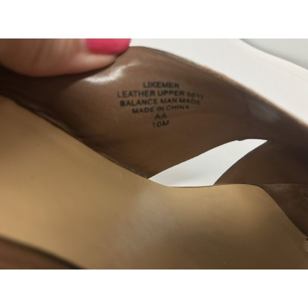 Nine West 'Likemer' Tan Leather Slip-On Wedge Sandal Women Size 10 - Picture 5 of 7